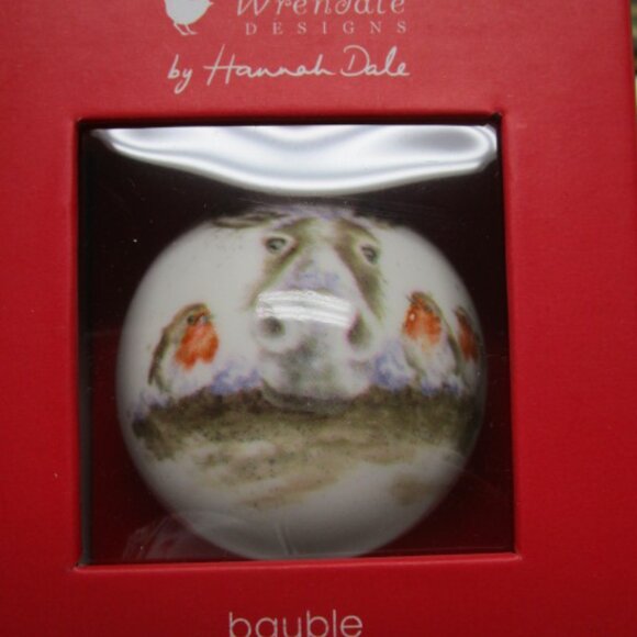 Royal Worcester Wrendale ‘Christmas Donkey’ (& Robin) Bauble Ornament - Picture 2 of 4